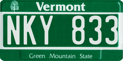 VT license plate NKY833
