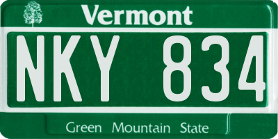 VT license plate NKY834