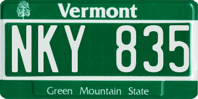 VT license plate NKY835