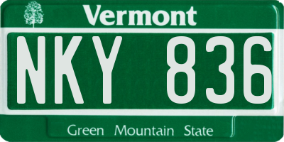 VT license plate NKY836