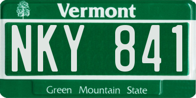 VT license plate NKY841