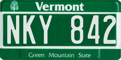 VT license plate NKY842