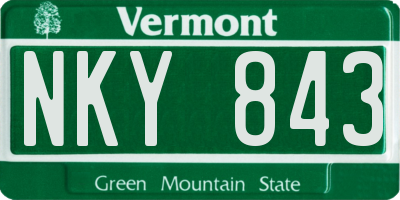VT license plate NKY843