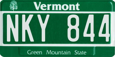 VT license plate NKY844