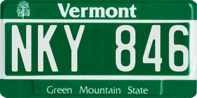 VT license plate NKY846