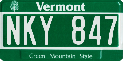 VT license plate NKY847