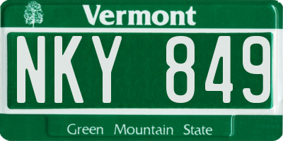 VT license plate NKY849