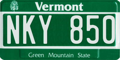 VT license plate NKY850