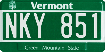 VT license plate NKY851