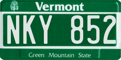 VT license plate NKY852