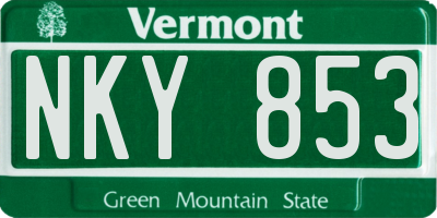 VT license plate NKY853