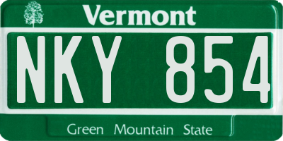VT license plate NKY854