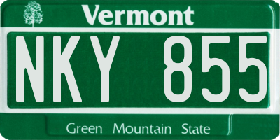 VT license plate NKY855