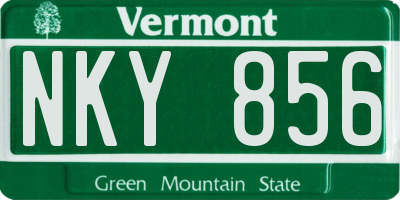 VT license plate NKY856