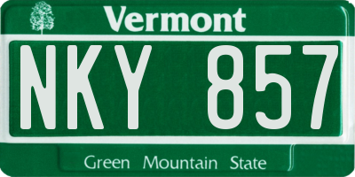 VT license plate NKY857