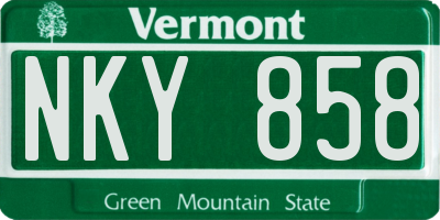 VT license plate NKY858
