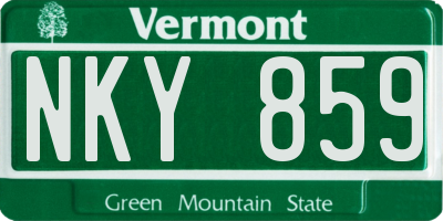 VT license plate NKY859