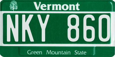 VT license plate NKY860