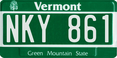 VT license plate NKY861