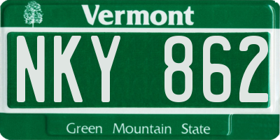 VT license plate NKY862