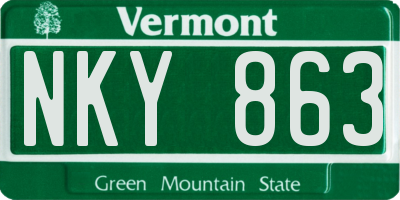 VT license plate NKY863