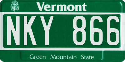 VT license plate NKY866