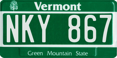 VT license plate NKY867