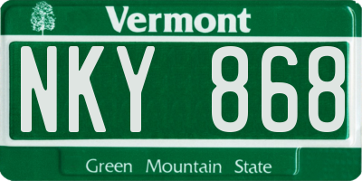 VT license plate NKY868