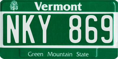 VT license plate NKY869