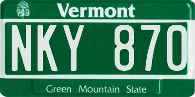 VT license plate NKY870
