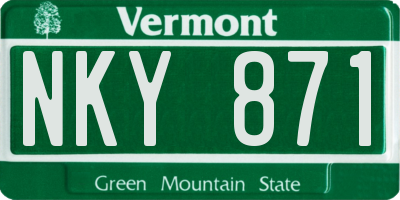 VT license plate NKY871