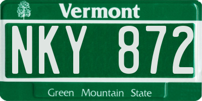 VT license plate NKY872
