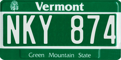 VT license plate NKY874