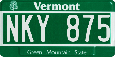 VT license plate NKY875