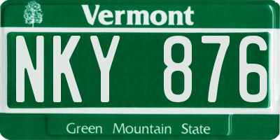 VT license plate NKY876