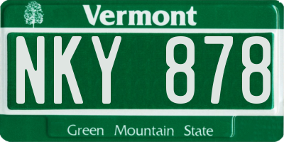 VT license plate NKY878