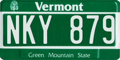 VT license plate NKY879