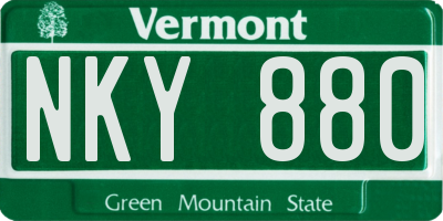 VT license plate NKY880