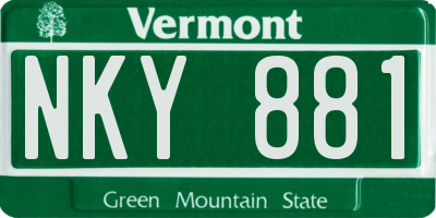 VT license plate NKY881