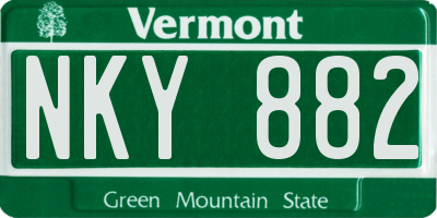VT license plate NKY882