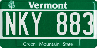 VT license plate NKY883