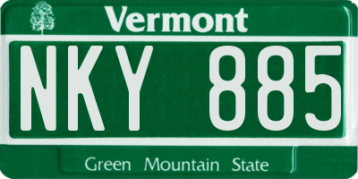 VT license plate NKY885