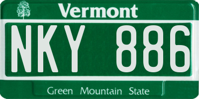 VT license plate NKY886