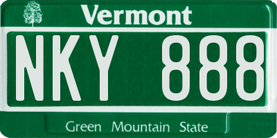 VT license plate NKY888