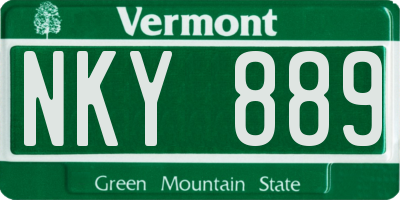 VT license plate NKY889