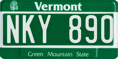 VT license plate NKY890