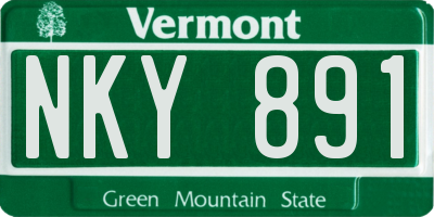 VT license plate NKY891