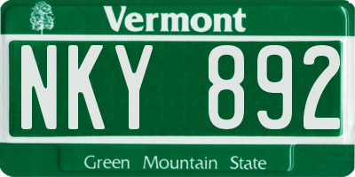 VT license plate NKY892