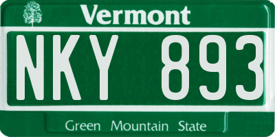 VT license plate NKY893