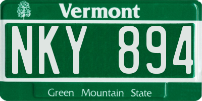 VT license plate NKY894